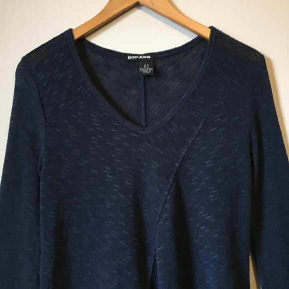 DKNY JEANS Navy Blue A-Line Knit Sweater - Picture 3 of 16
